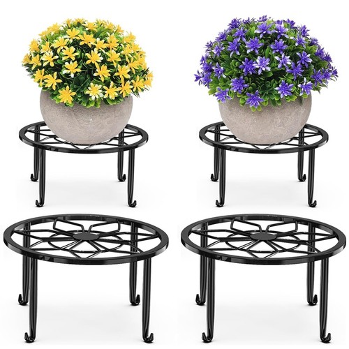 Black metal plant pot stand - black,