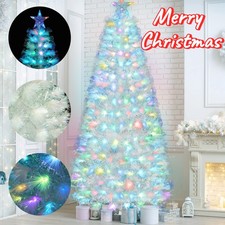 4/5/6Ft White Christmas Trees Fibre Optic Pre Lit Star Xmas Tree with LED Lights