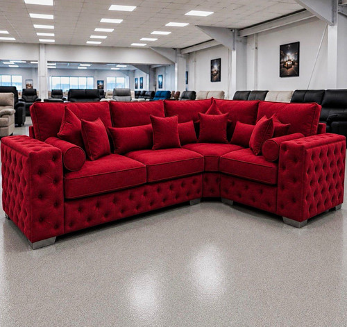 Red velvet chesterfield - red,