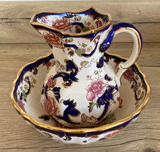 Vintage Masons Ironstone Mandalay Hand Painted Jug & Bowl Jug H16cm Bowl D20cm