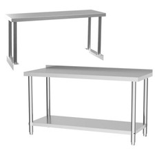 Stainless Steel Kitchen Prep Work Table Bench AND Over Shelf Commercial Catering