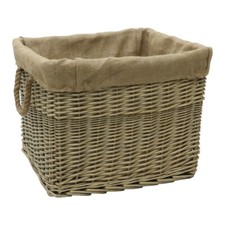 JVL Willow Log Basket with Liner and Rope Handles - Antique Wash