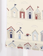 Beach Huts BLUE Made To Measure Patterned Roller Blinds  BLACKOUT or STANDARD  