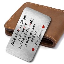Personalised Falling In Love With You Metal Card Keepsake Wallet Insert Gift