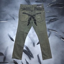 Artful Dodger Kukri Knife Spellout Logo Embroidered Rare Grunge Y2K Jeans 32x30