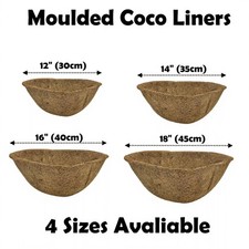 Coir Coco Hanging Basket Liners Moulded Coconut Fibre 12" 14" 16" 18" Round