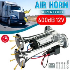 600dB 12V Air Horn Dual Tone Super Loud Dual Trumpet Horn Truck Lorry Van Car UK