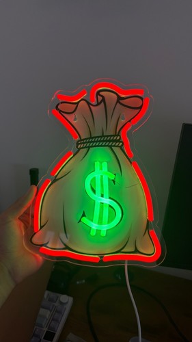 Led neon sign money - led, light