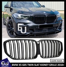 FOR BMW X5 G05 GLOSS BLACK TWIN DUAL SLAT KIDNEY GRILL GRILLE 2018 ONWARDS MODEL