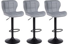 3 x Bar Stools , Acapulco Grey Faux Leather, Kitchen Breakfast Bar