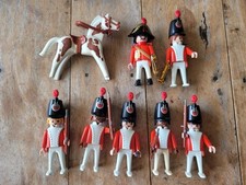 Vintage Playmobil Red Coats Guard Soldiers Captain Guns Weapons Horse Bundle