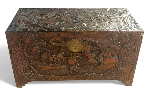 Antique camphor wood carved - wood,