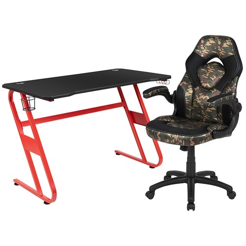 Red gaming desk and - and, black