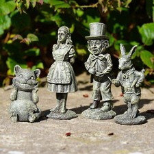 Alice in Wonderland Set 4 Garden Figures | Resin Home Ornament Statue Hatter Cat
