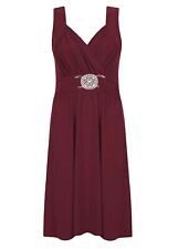 Womens Buckle Dress Ladies Sleeveless Cross Wrap Over Evening Dress BRIDESMAID