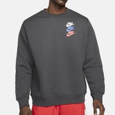 Nike Sweatshirt Jumper Club Standard Issue Swoosh Triple Logo Grey S Small