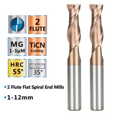 Solid Carbide End Mill 2 Flute 1-18 Mm HRC=55 CNC Slot Drill Milling Cutter TICN