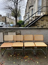 Set of 4 vintage Bauhaus Marcel Breuer beige beech wood Cesca dining chairs