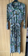 MANDY MARSH RETRO DRESS COLLARED BELTED BLUE FLORAL VINTAGE 14