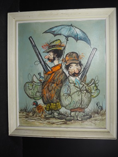 Framed oil painting - oil, hunting