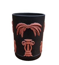 Wedgwood BLACK & TERRACOTTA JASPER   Small Spill Vase. Height 3 inches