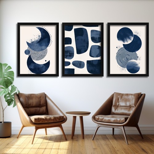 Modern navy blue abstract - navy, art
