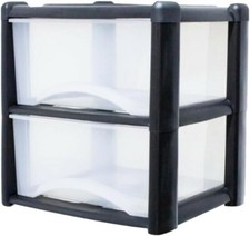 2 Large Plastic Drawer Tower Cabinet For School Office Home Desk Storage