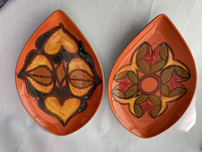 Two Poole Pottery Delphis teardrop plates