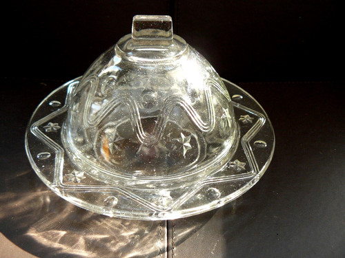 Vintage clear glass dome - glass,