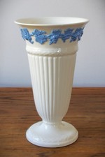 Wedgwood Embossed Queensware Fluted Vase Queen's Ware England 16cm