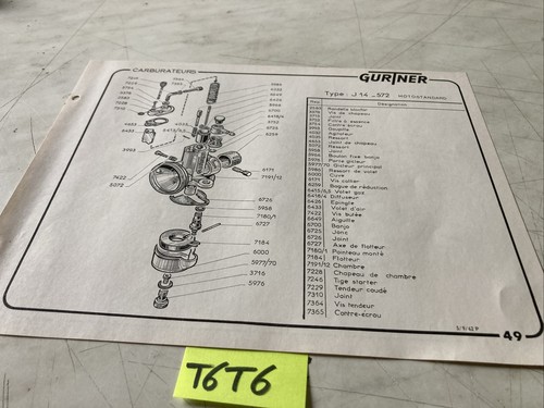 Gurtner carburetor j14 572 - gurtner, j14-572