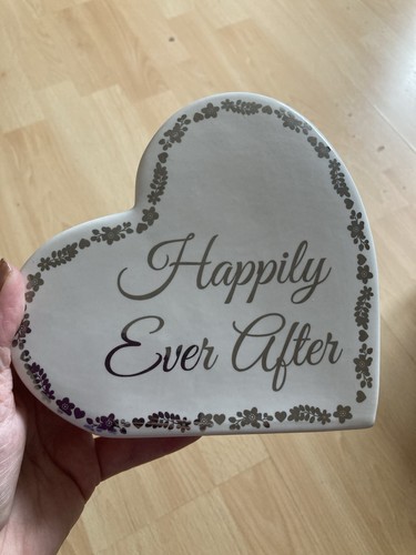 Happy ever after ceramic heart - happy,