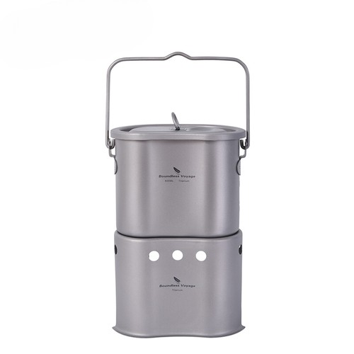 Camping titanium pot wood - camping,