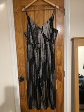 F&F Christmas Party Black & Gold Jumpsuit All In Trouser Suit - Size 16-18 VGC