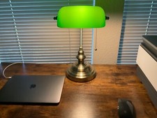 Banker Lamp Green Glass Shade