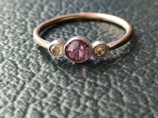 Antique Edwardian Rolled Gold Pink & Clear Paste Stones Ring Size I1/2