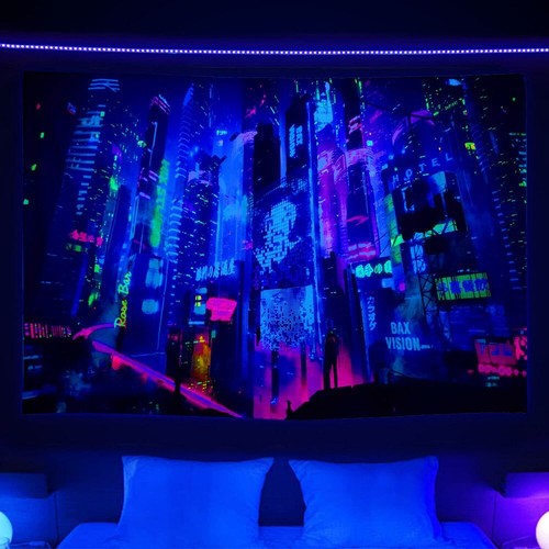 Blacklight city wall art - city,