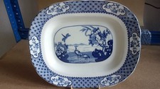 Britannia Pottery MOYEN pattern MEAT PLATTER Blue & White Meat Plate c1920