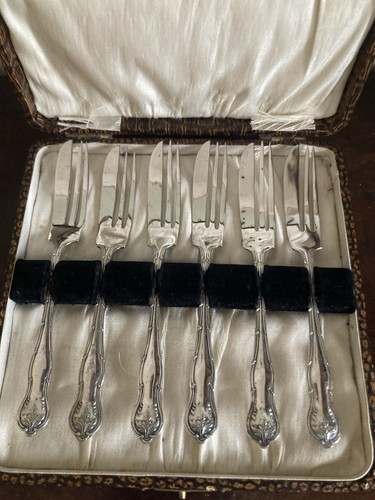Six cake forks silver plate - cake,