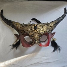 Horned Red Ram Masquerade Mask