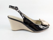 Pavacini Faux Patent Leather Wedge Slingback Shoes Uk 7 Eu 40