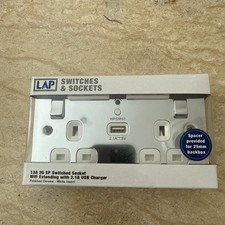 LAP 13amp 2 Gang Switched Socket With WIFI Extender And 1 USB Socket