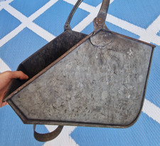 Vintage ' Galvanised Coal Scuttle Bucket ' Ash Wood Container Storage Fireside