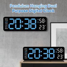Digital LED Desk Alarm Clock Large LED Display Wall Clock Temperature Humidity