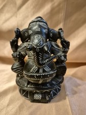 Indian Handcrafted Katappa Stone Sculpture of Hindu Deity Lord Ganesha. VGC
