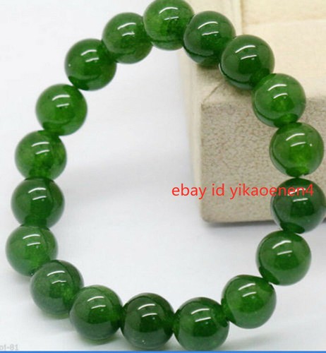 Natural 10mm dark green jade - natural,