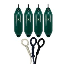 4 x Hurricane Boat Fenders – PM02 Dark Green 48x12cm – Free Spliced 10mm Rope
