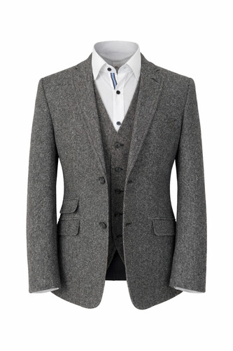 Grey donegal tweed suit jacket - grey,