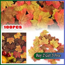 100Pcs Autumn Maple Leaf Fall Fake Silk Leaves Craft Wedding Party XMAS Decor J