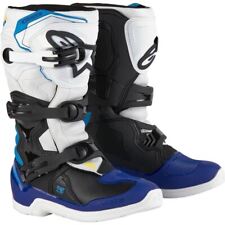 Alpinestars 2026 Tech 3S Youth Kids Motocross Boots White Black Enamel Blue Quad